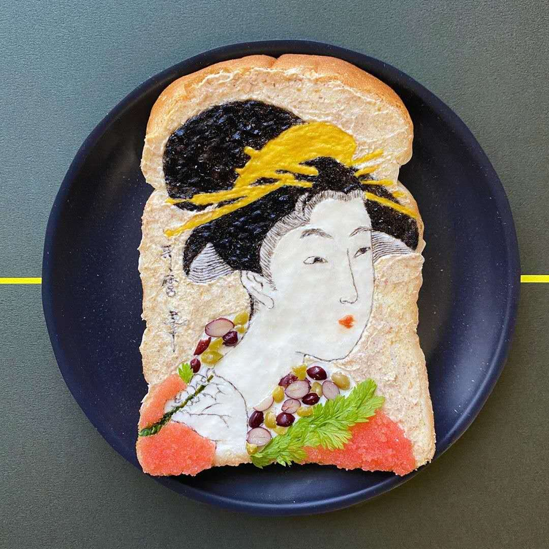 用食物在面包上画画,这可能是高级吃货才会的技能