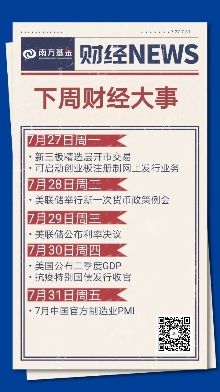 新三板精选层开市、美联储公布利率决议……丨下周财经大事（7月27日-31日）