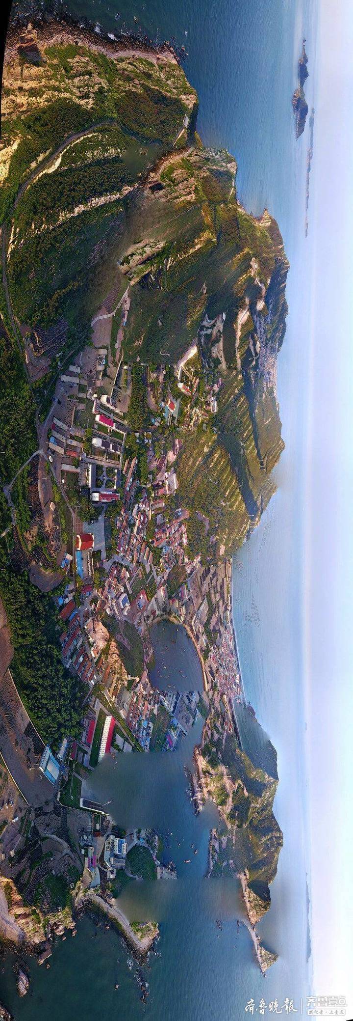 渤海深处的明珠大钦岛航拍全景图