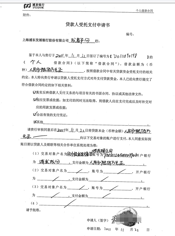 涉事的贷款合同。来源:受访者。
