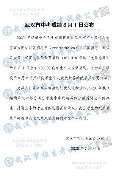 武汉2020中考成绩排名_出乎意料!2020武汉中考高分段成绩曝光!