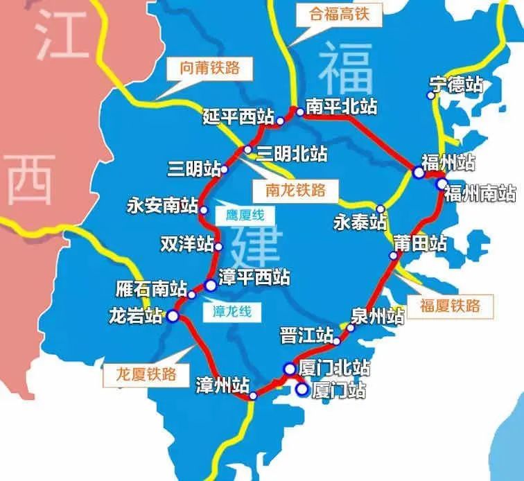 環閩動車線 2018年12月29日,福建南平至龍巖鐵路開通運營,環閩動車線