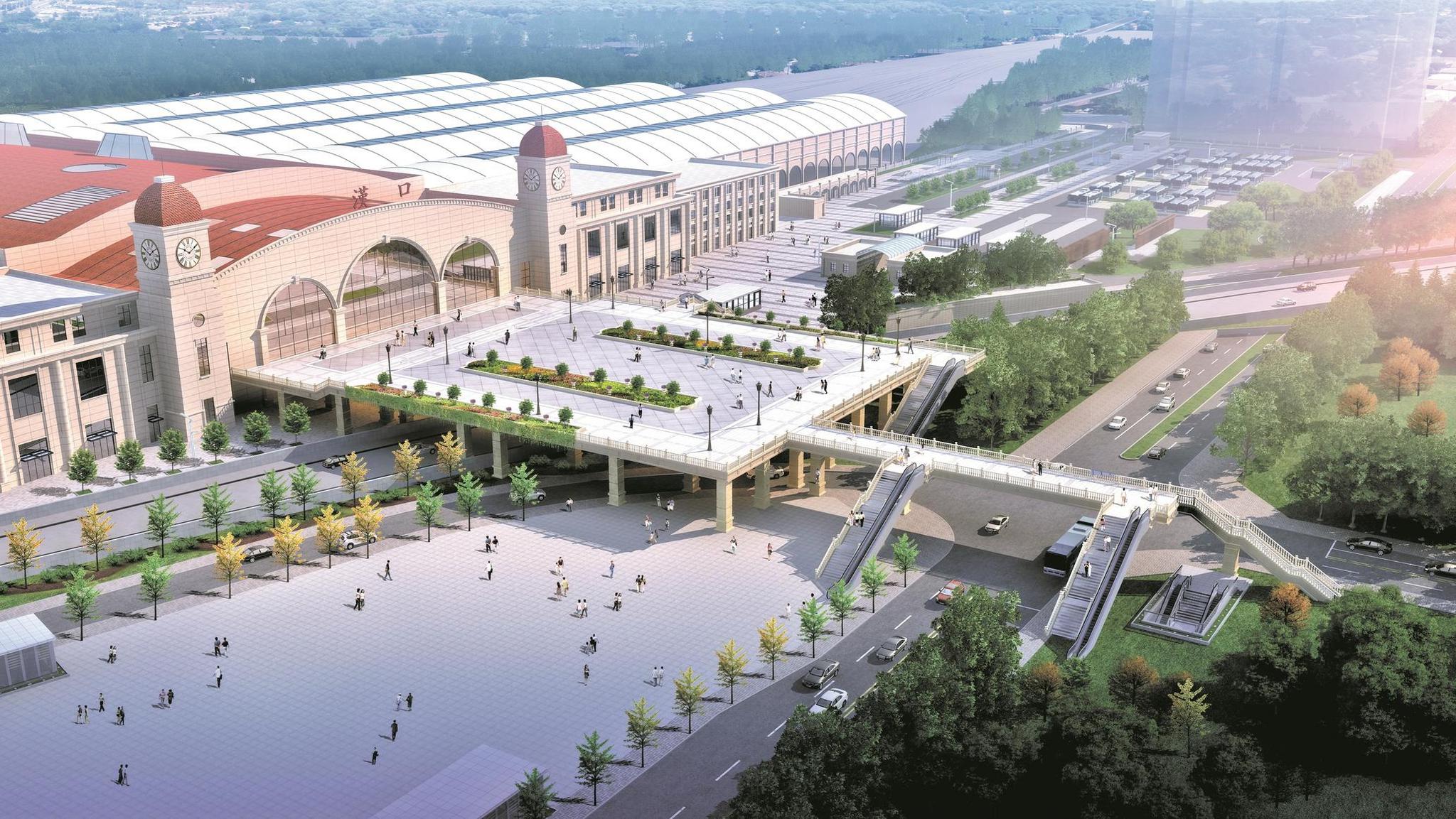 汉口火车站北广场开工建设 将有效缓解周边交通压力