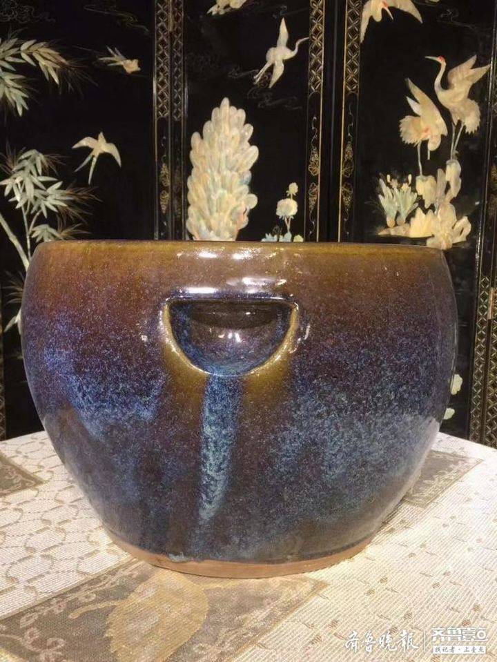 宋瓷黑釉老窑釉变大卷缸