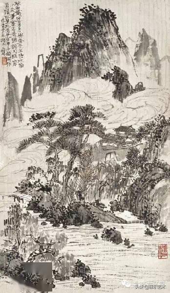 「国画欣赏」潘天寿山水画50幅,很少见