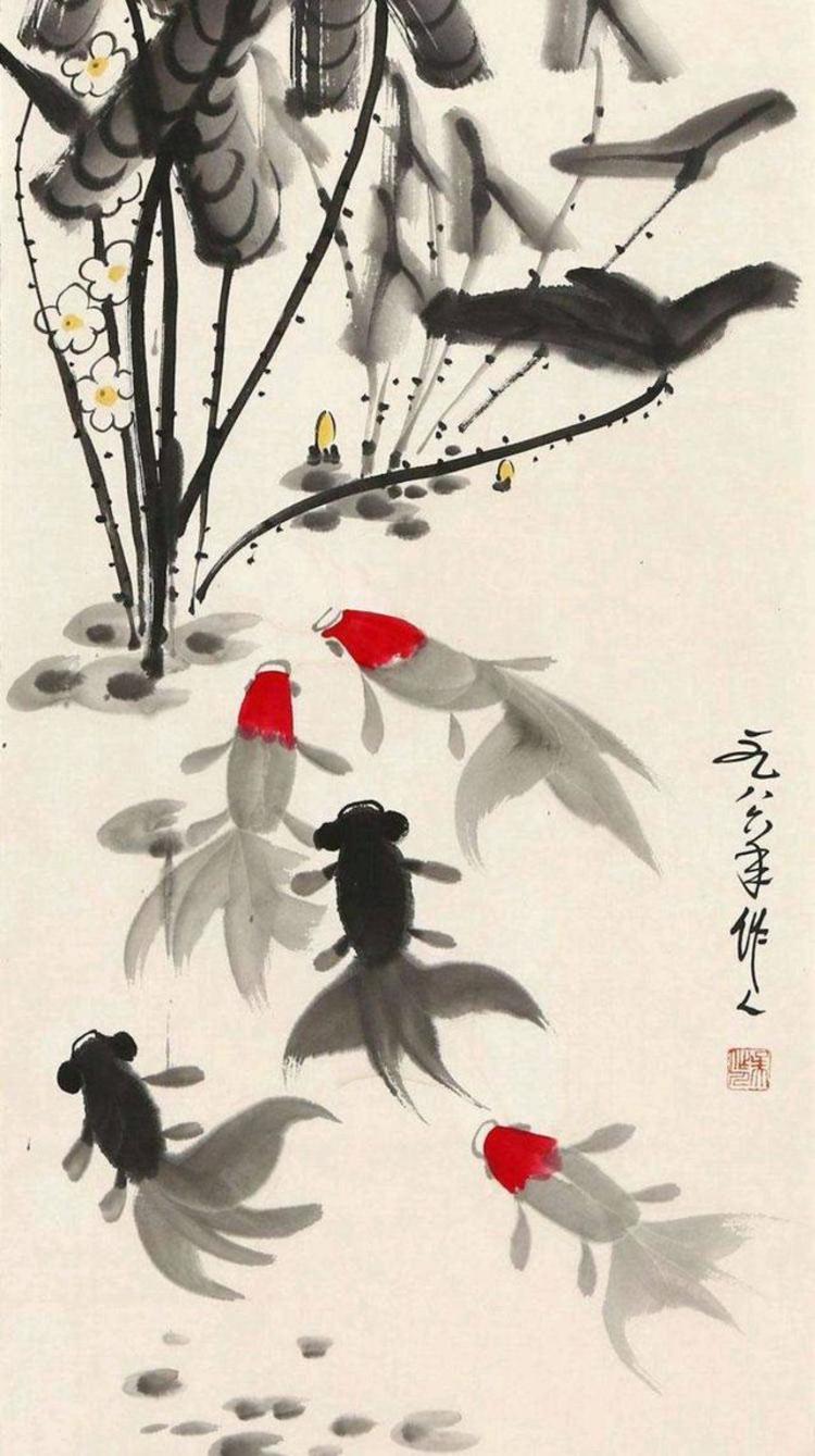 著名画家吴作人金鱼作品欣赏