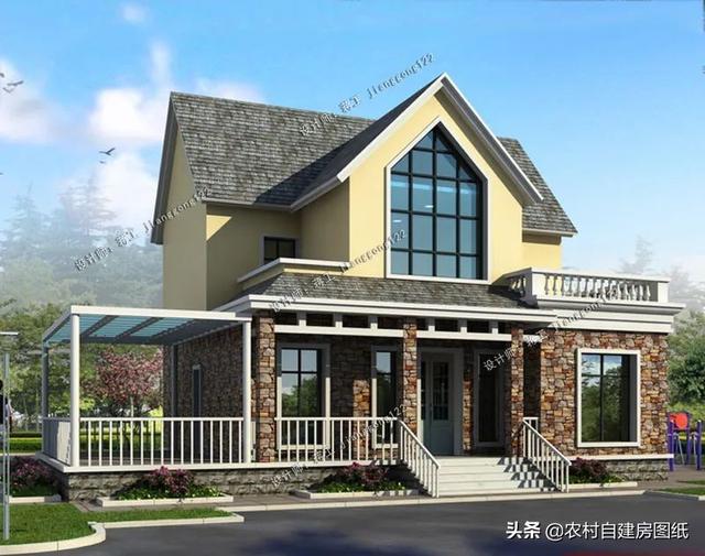 田园风小二层别墅,主体15万左右,看到这个价格想回家建10套