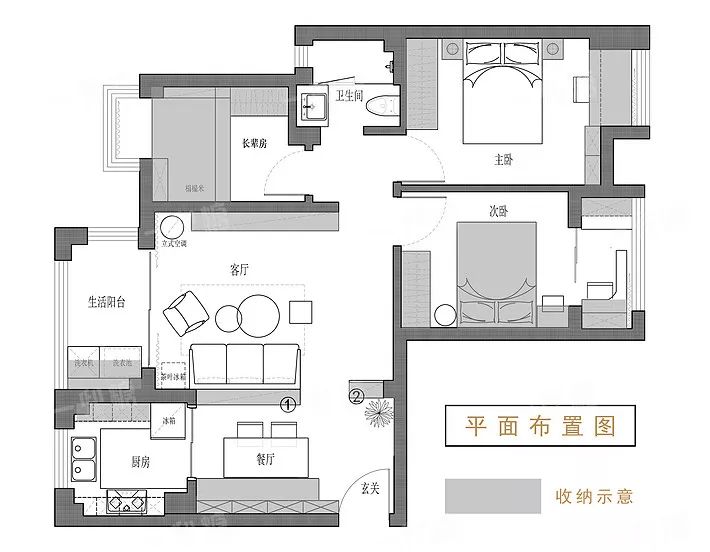 84平的小户型三房，满是收纳设计，看起来还简洁大方！