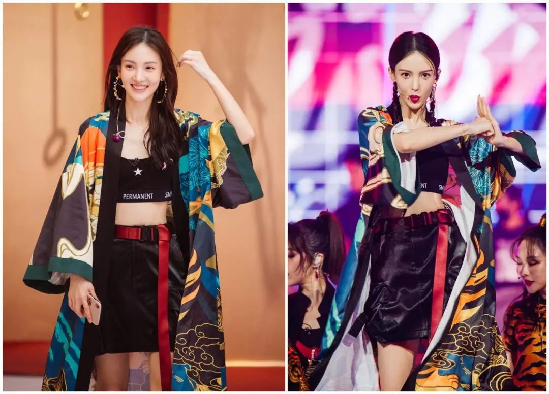 金晨与大7岁金莎隔空比美,同穿卡通t恤秀美腿,不是年轻就能赢