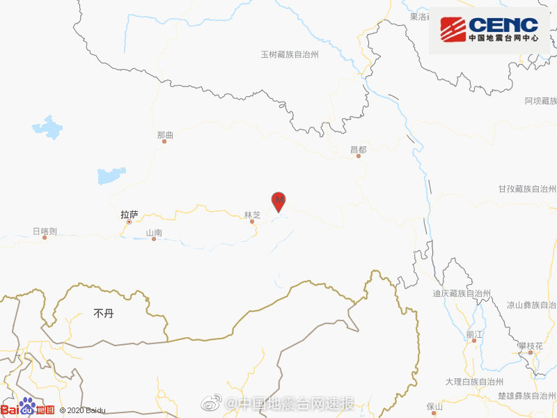 北青网综合|西藏林芝市巴宜区深夜发生4.4级地震，震源深度6千米