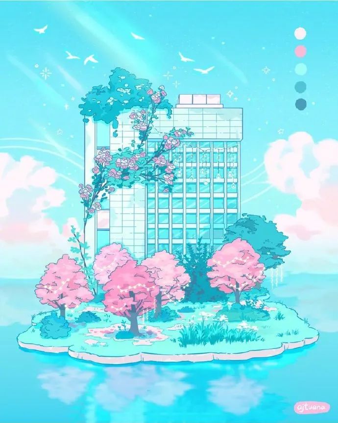 粉蓝配色带出清凉感觉莫名地心情愉悦了