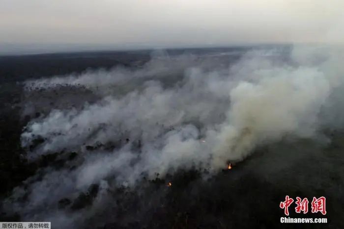 资料图：亚马孙河州阿普伊附近，伐木者和农民用大火清理了一片亚马逊雨林。