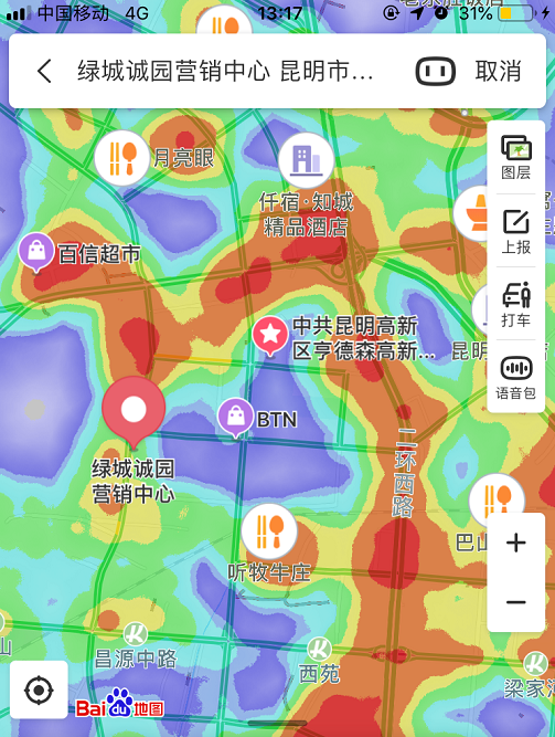 项目周边人口热力图 图源:百度地图