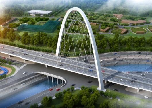 太原第一座非跨汾河景观桥 东中环北延跨涧河立交桥钢箱梁合龙|涧河