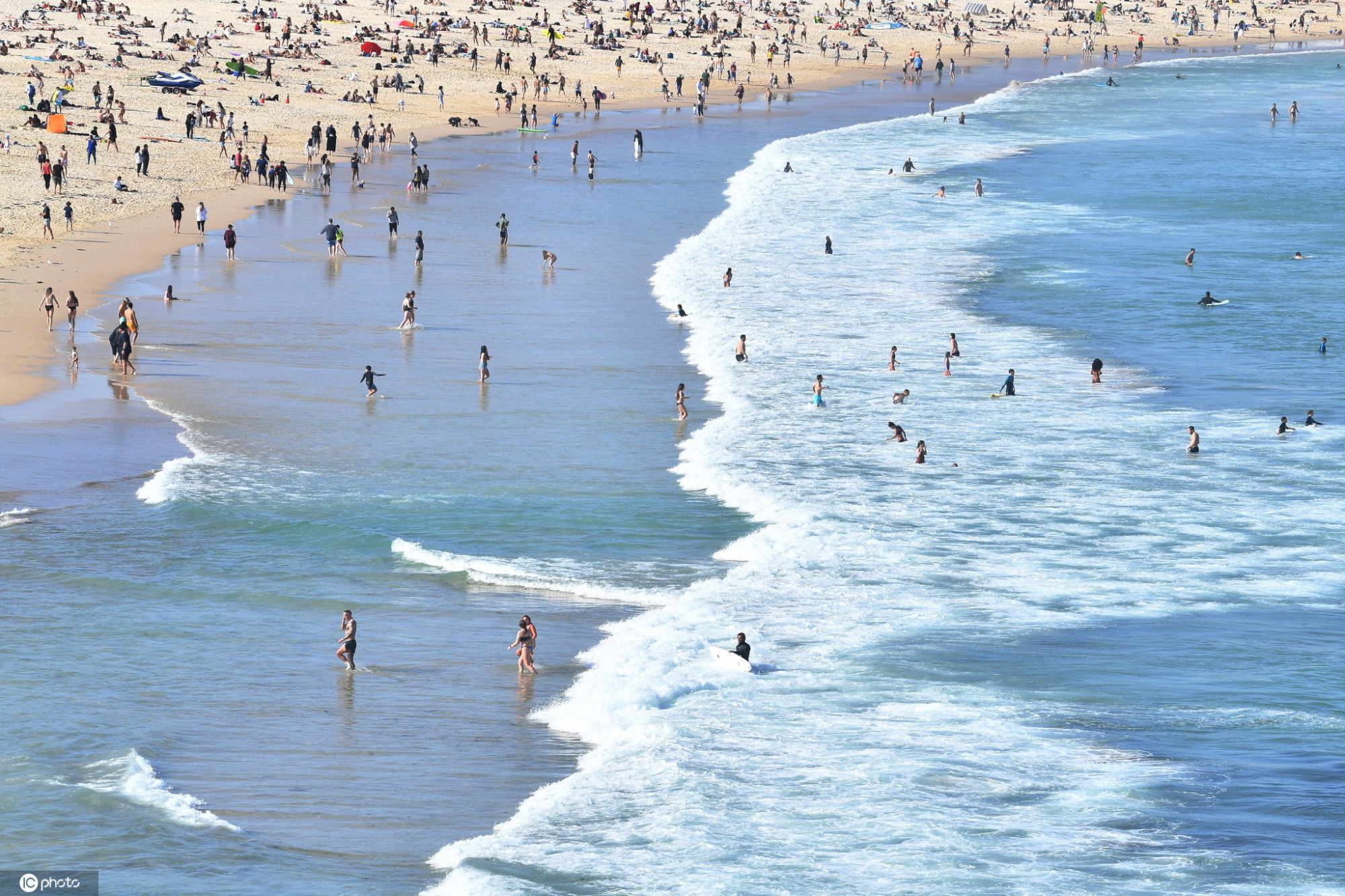 澳大利亚天气晴好邦迪海滩人山人海犹如"下饺子"
