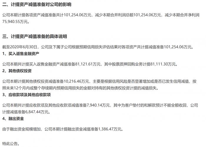 国信证券减值信披情况