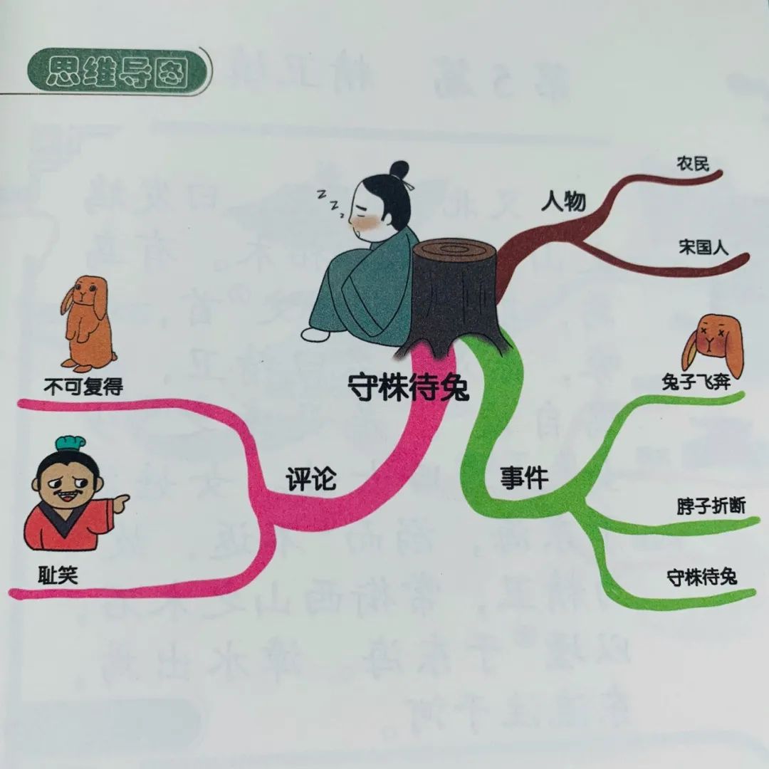 这样,围绕"守株待兔"这个关键词,通过拆分 图片的形式,孩子便可轻松