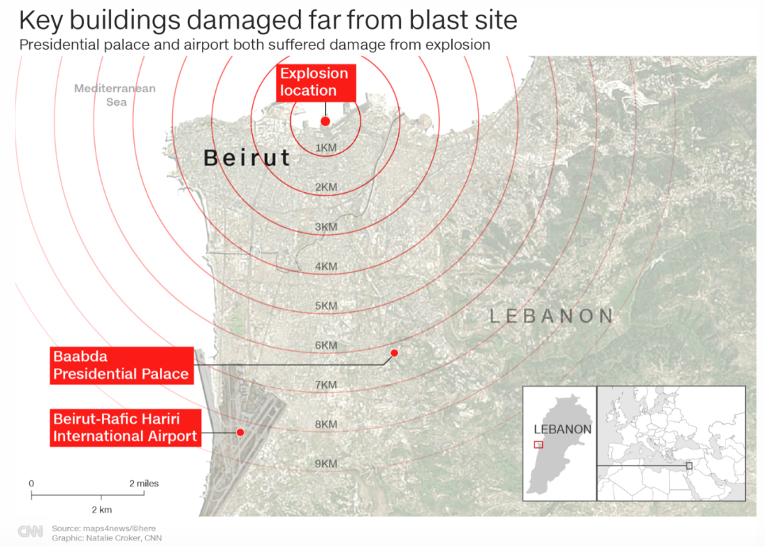 爆炸影响范围。/截图自CNN