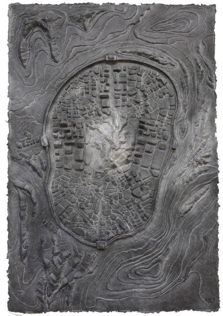 邱志杰  《卧虎藏龙(中国古城墙)》纸雕 180x120cm  2015年