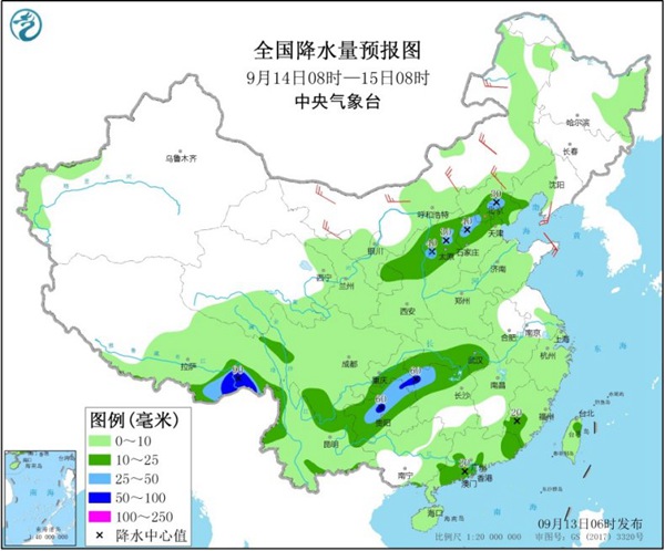 中国天气网|西南华北等地雨水在线 多地气温将创立秋后新低