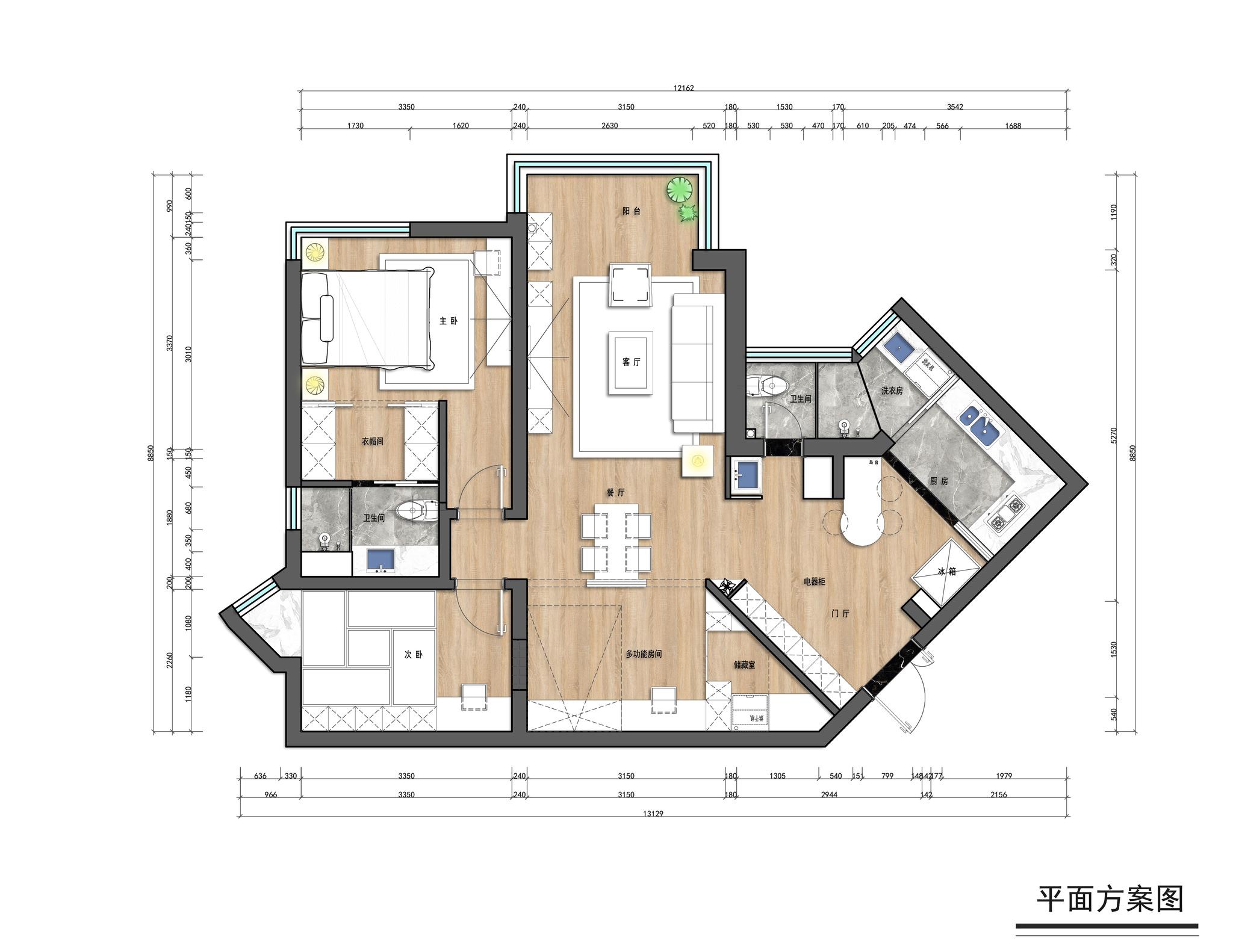 116㎡不规则户型,独特的功能布局装出惊艳效果