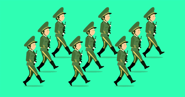 齐步走 一二一,一二一 目标宿舍,继续走 一二一,一二一