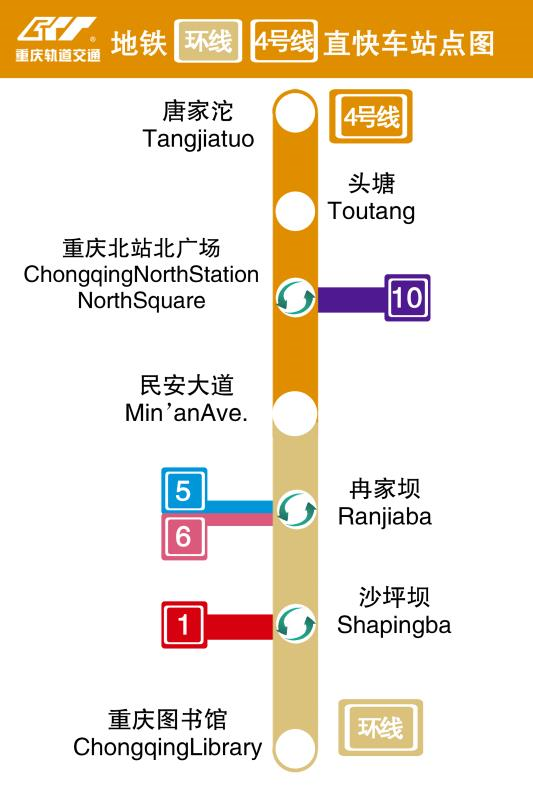 直快车站点图 图：重庆交通开投轨道集团