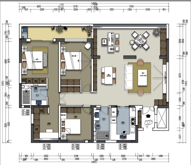 保利天悦140㎡新中式平面布局图