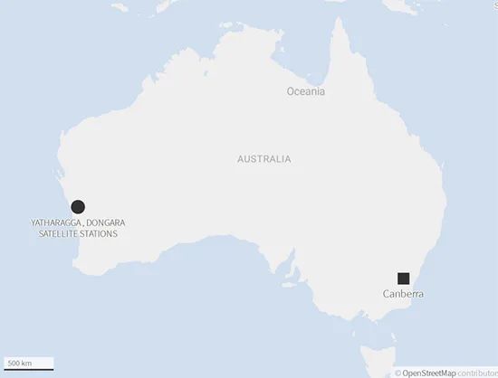 “Yatharagga”卫星站位置，路透社报道截图