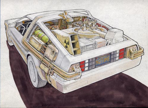 《回到未来》里的银色跑车设计稿