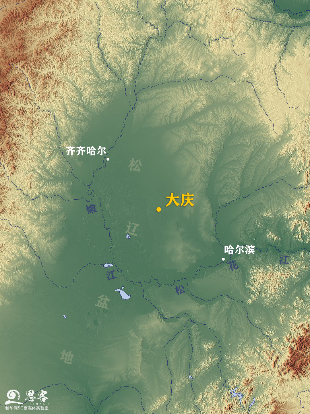 大庆地理位置及地形示意图