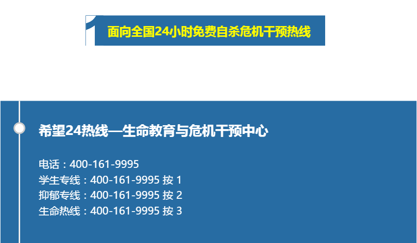 中国心理危机与自杀干预中心救助热线