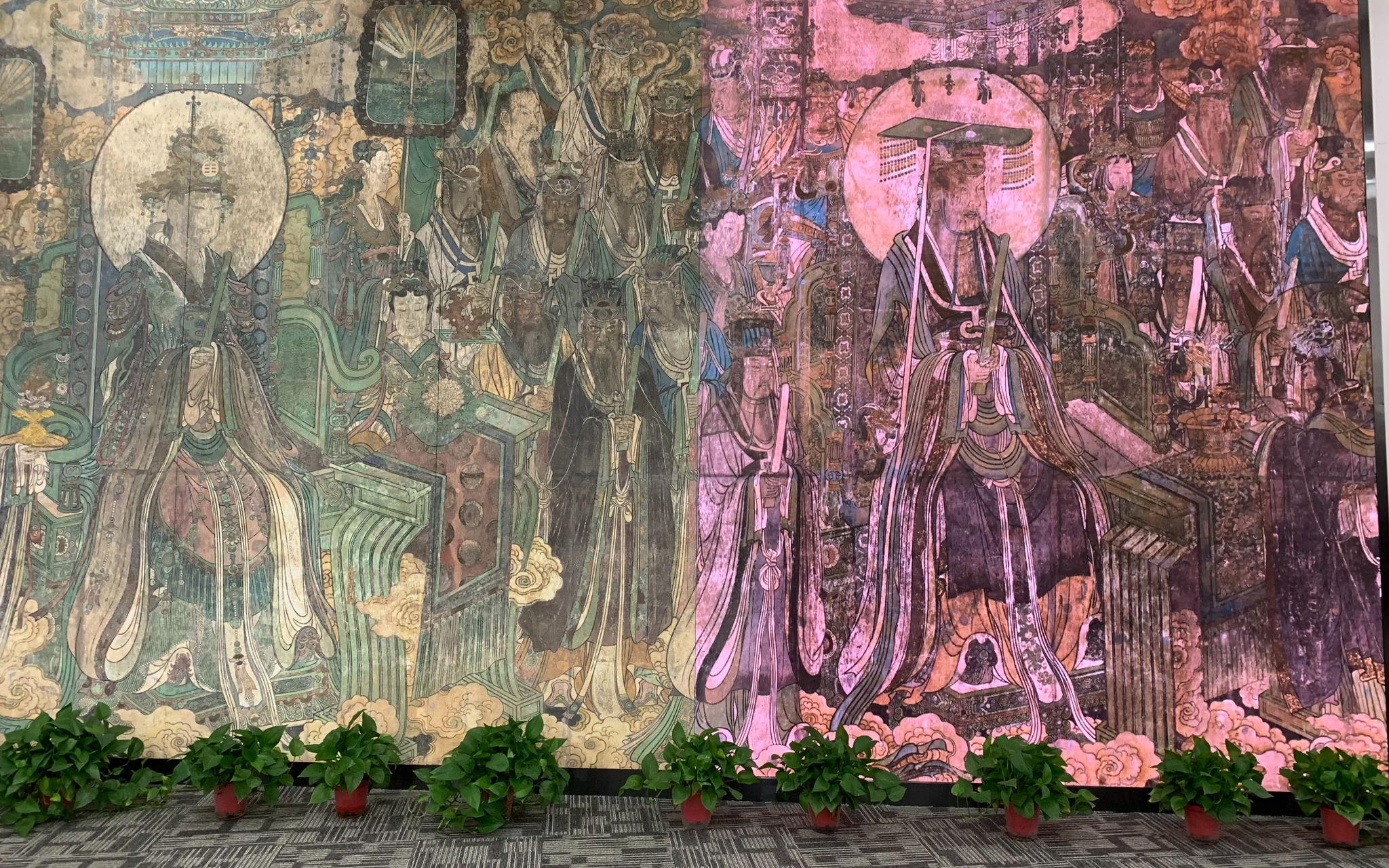 云冈石窟展示的山西永乐宫壁画原真打印复制和数字壁画.