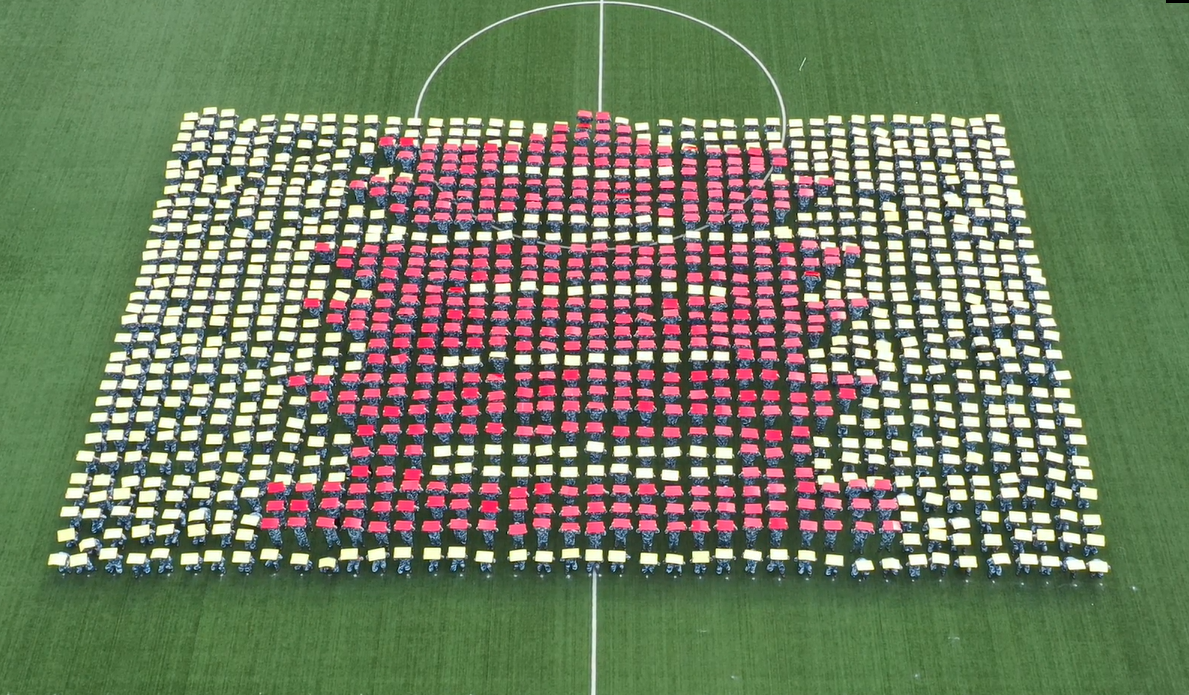 口罩,药瓶,黄鹤楼图案……华中农业大学军训方阵致敬抗疫英雄