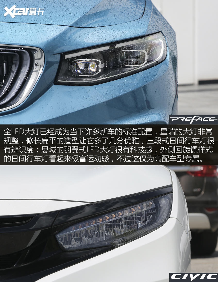 准中型PK紧凑型 吉利星瑞对比本田思域