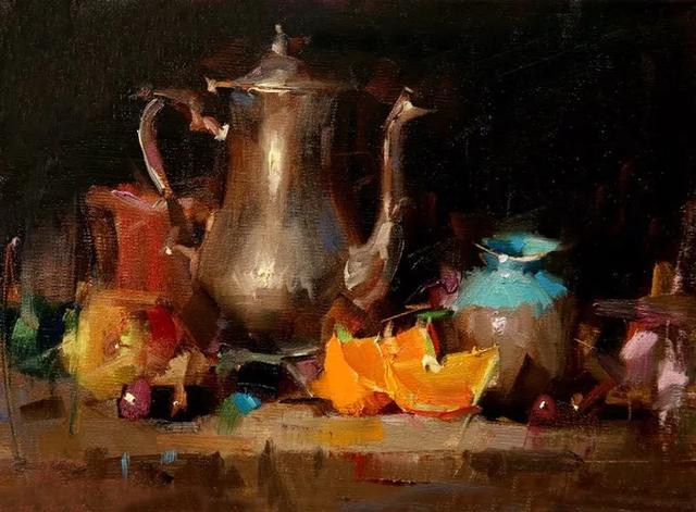 他笔下的油画静物你很难说不喜欢太强了这光影笔触能力