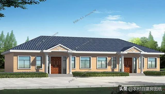 双拼房不是只有兄弟才能建,这款一层别墅,和父母一人一套