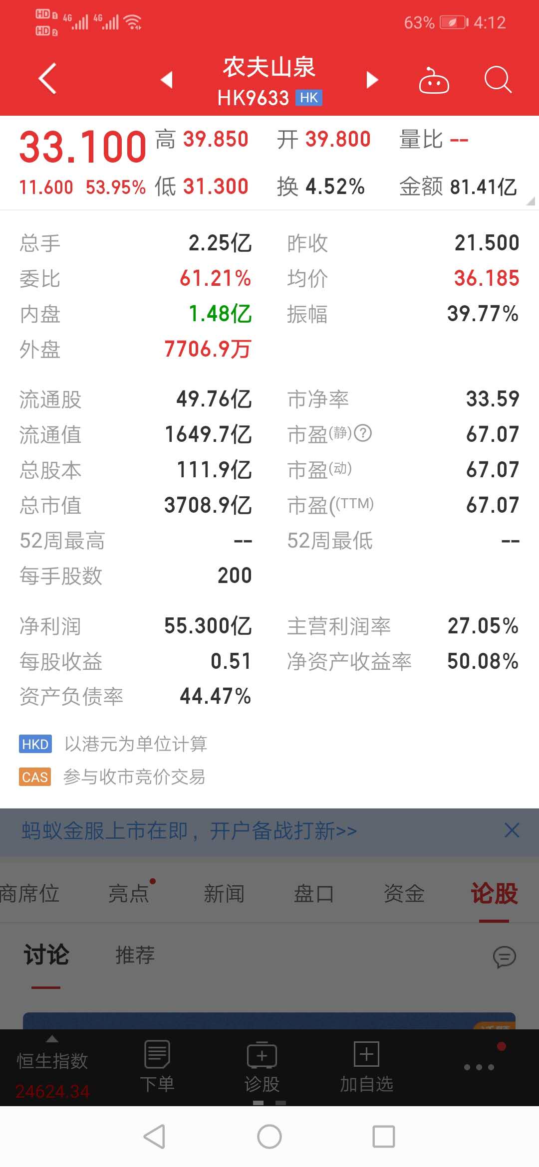 农夫山泉钟睒睒：上市只是一个新的开始 将努力工作回馈消费者