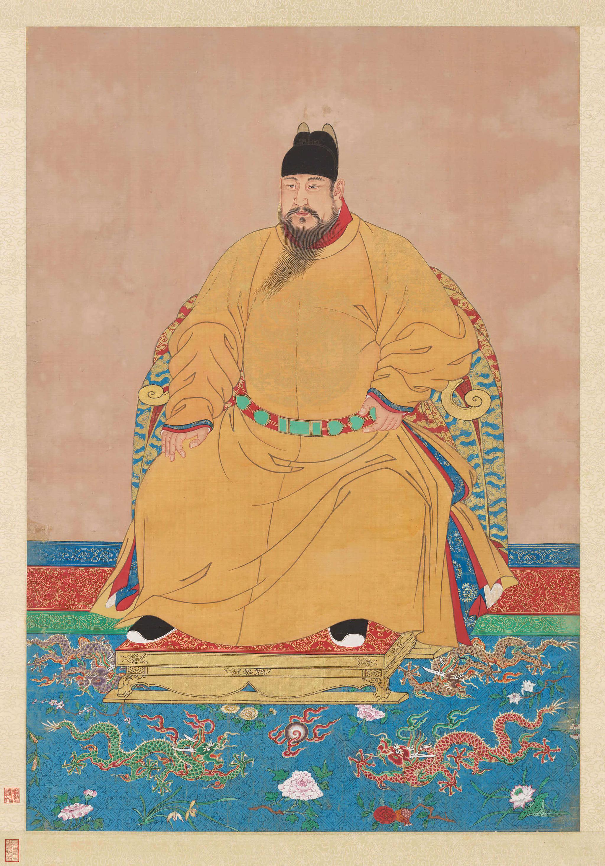 明仁宗坐像明英宗朱祁镇(1427-1464)是宣宗之子,因亲征瓦剌被俘,赎回
