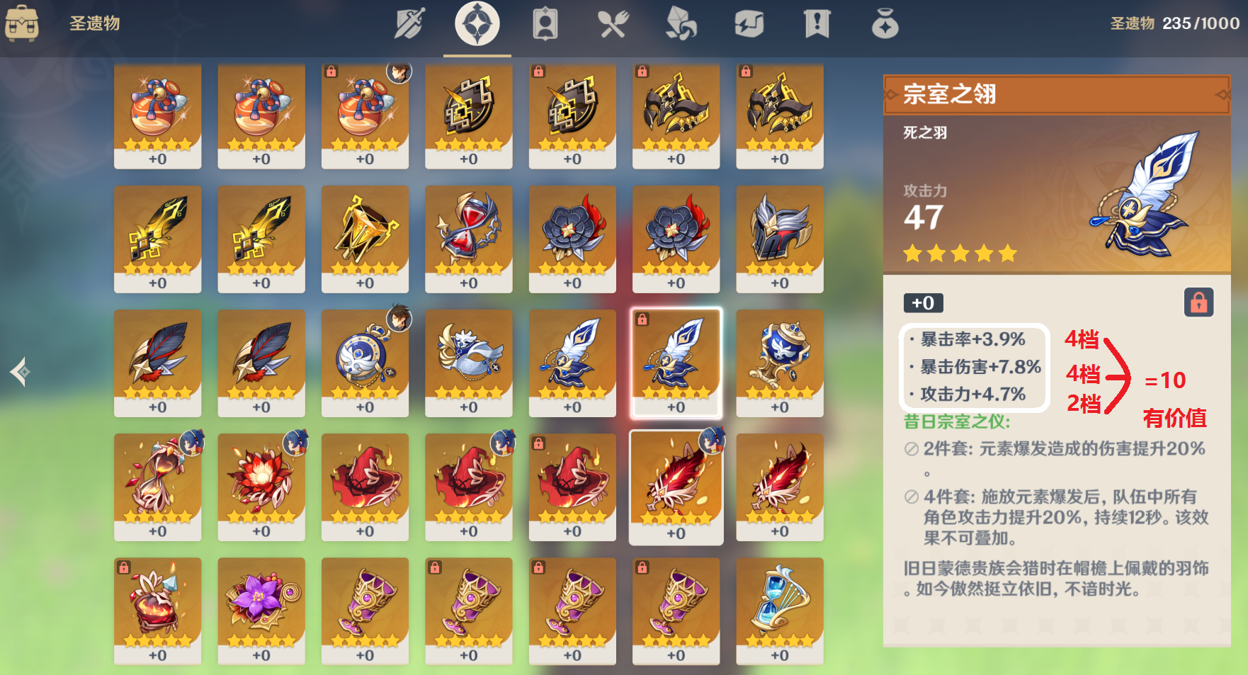 原神圣遗物双暴双攻是极品数值太低直接抛可别再浪费资源了