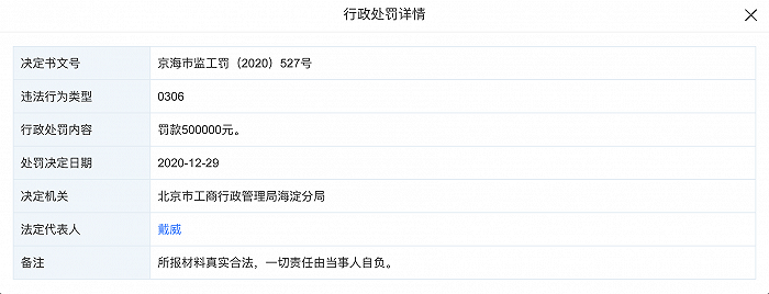 ofo关联公司被行政处罚 处罚金额为50万元