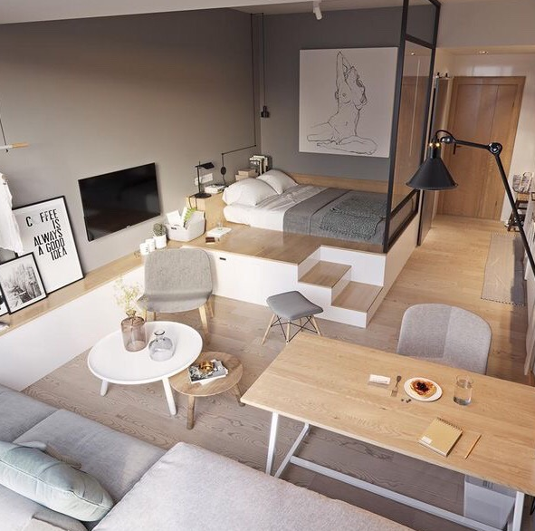 40平米的小户型装修,室内设计开放式厨房和卧室,做法太机智了|厨房