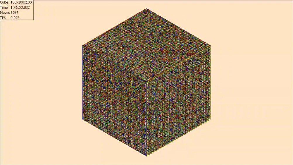 妈耶100x100阶魔方还原全过程破纪录17小时49分