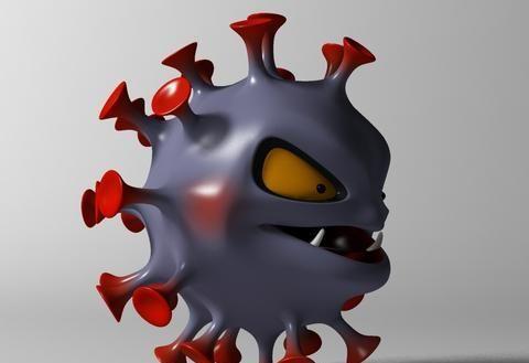 cg艺术家:三维数字病毒模型,仿佛来自皮克斯动画《怪兽大学》