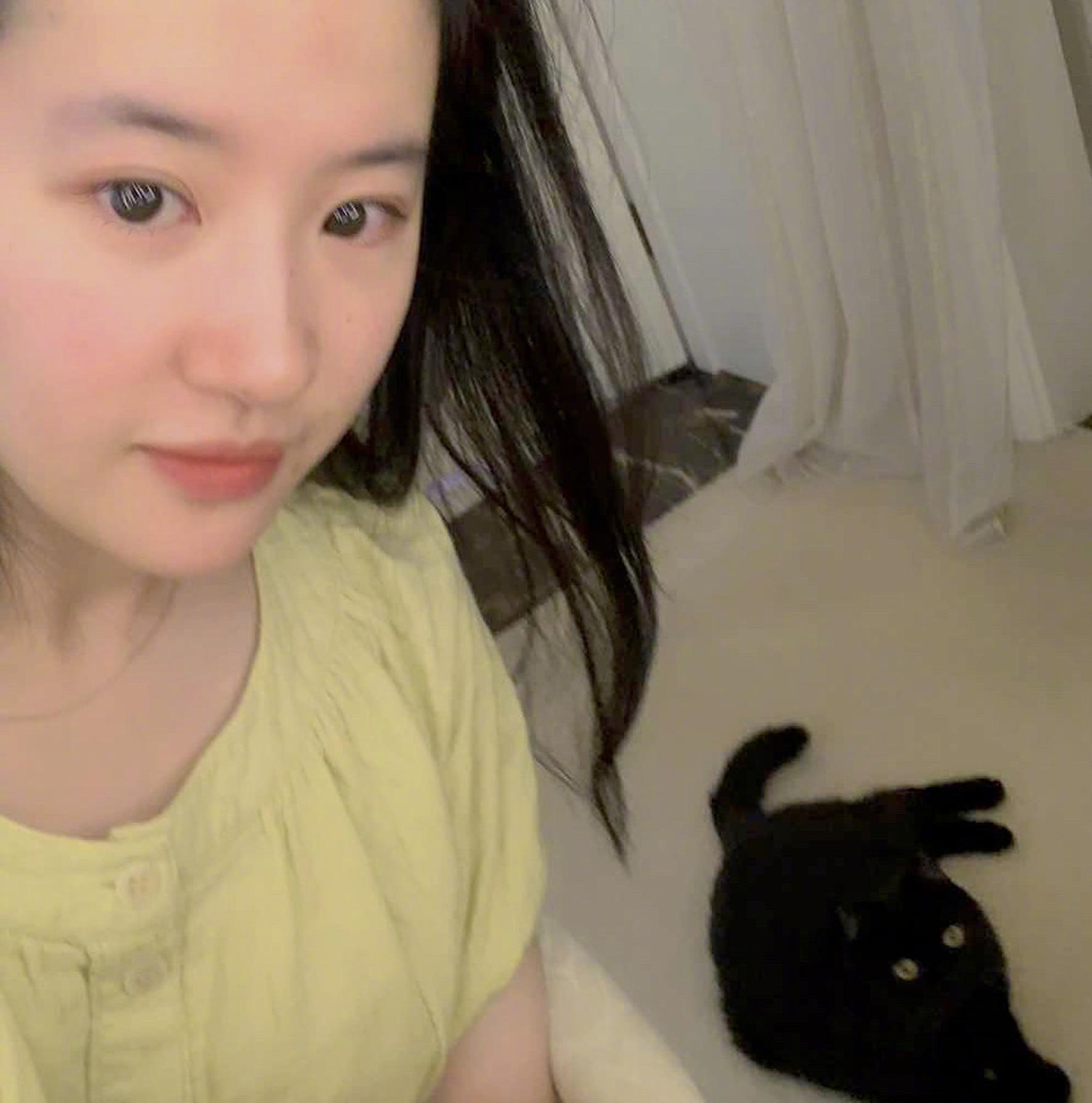 33岁的刘亦菲晒出和爱宠自拍照,素颜略显青涩,颜值嫩如18岁少女