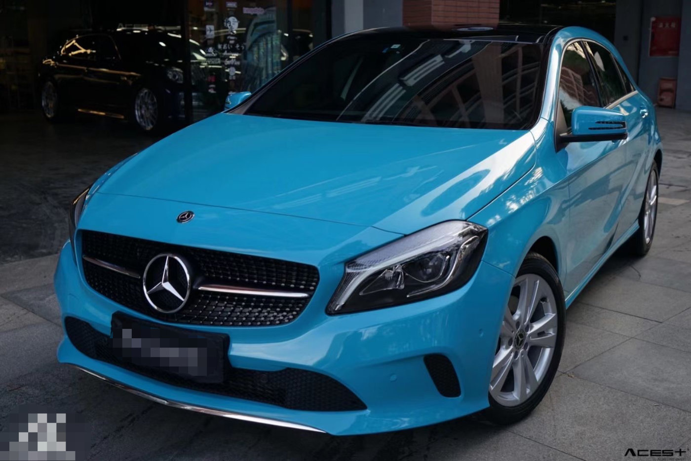 奔驰a200改色迈阿密蓝浪起来才最帅