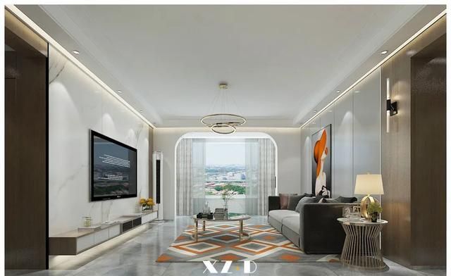 施工跟踪客厅直线跌级吊顶悬空电视背景墙施工细节很重要