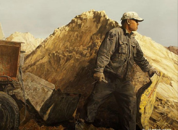 青年艺术家何永兴油画中的农民工兄弟