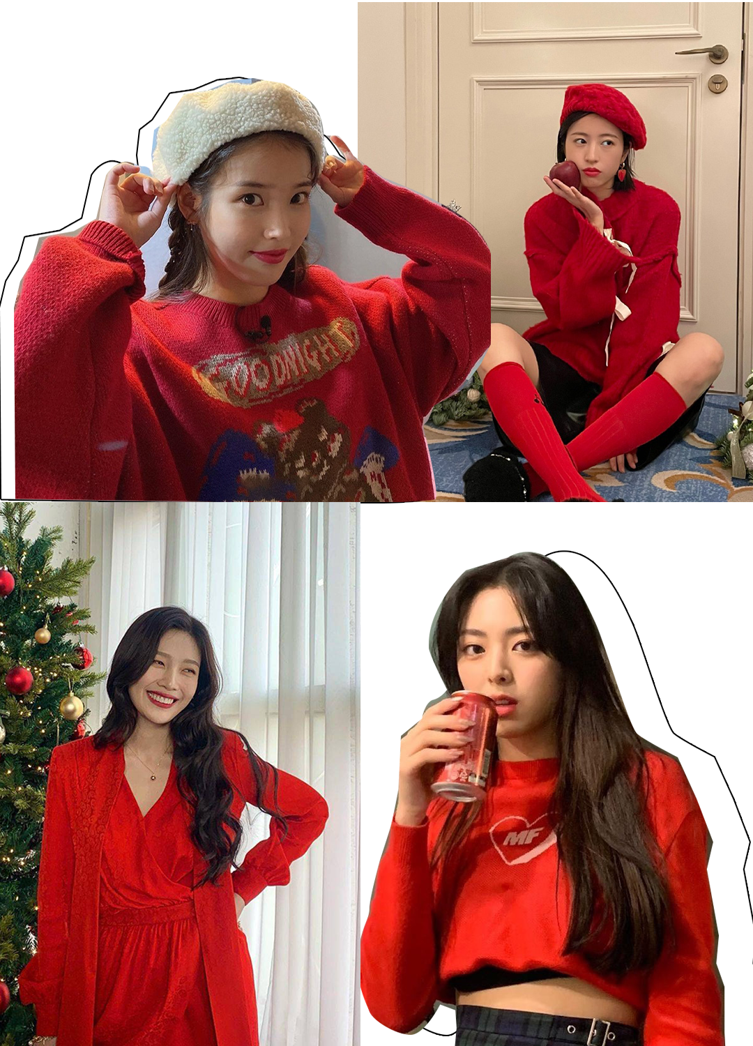 从圣诞,元旦开始,各个爱豆们就频晒红色穿搭,讲真,红色穿在身上,不