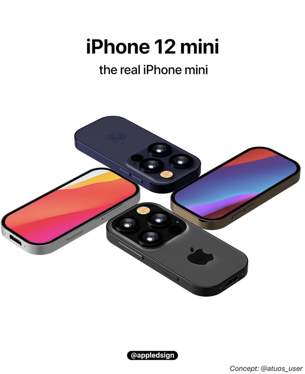 iphone12mini概念渲染图曝光采用超小机身设计